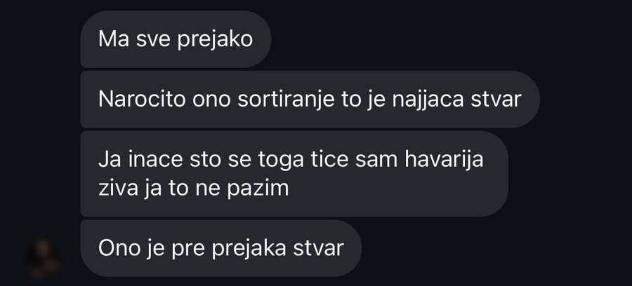 Poruka na Instagramu: naročito sortiranje, to je najjača stvar.