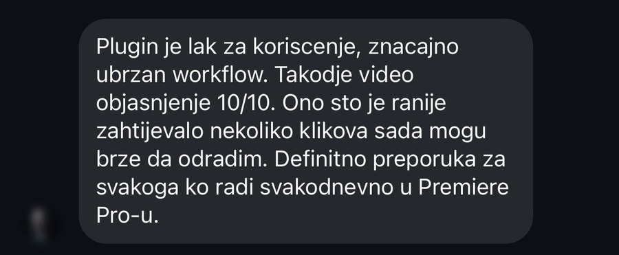 Poruka na Instagramu: plugin je lak za korištenje, značajno ubrzan workflow, video objašnjenje 10/10.
